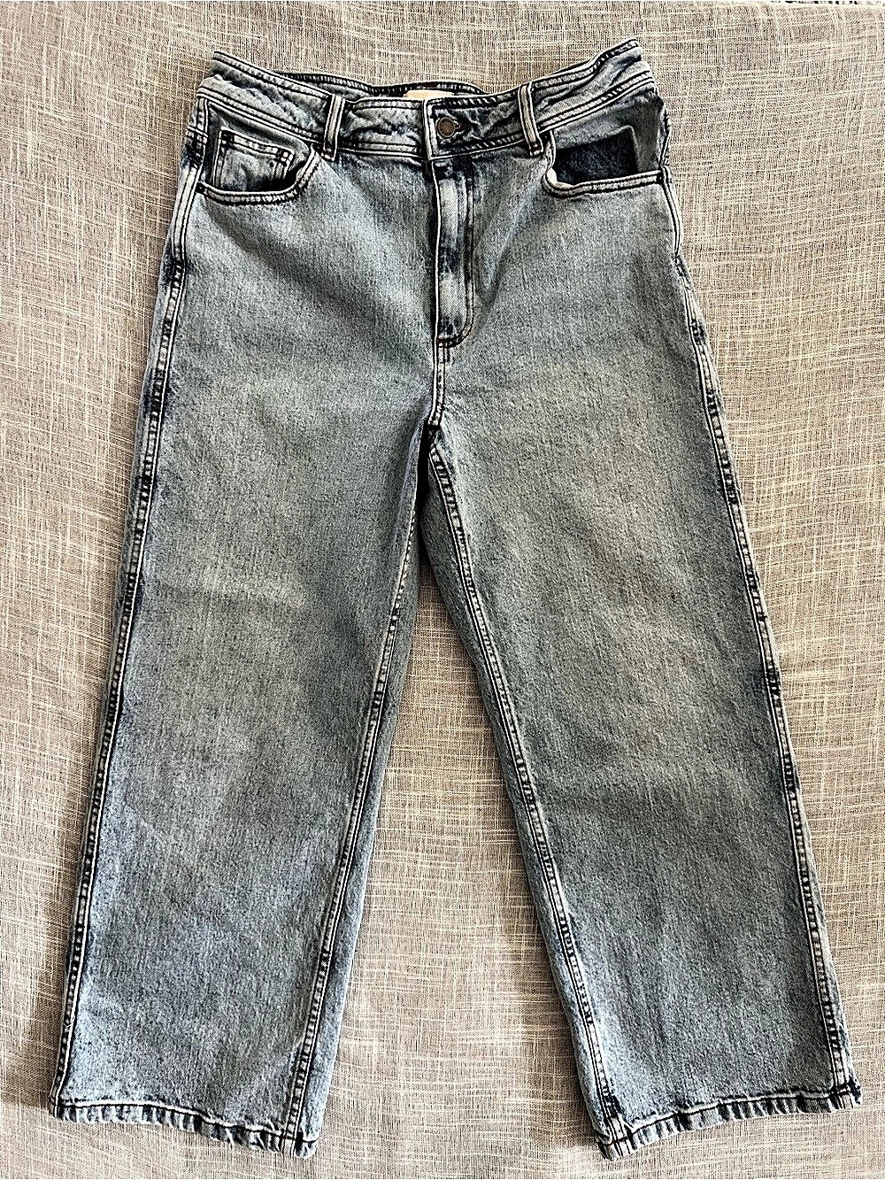 Sézane Denim Cotton Straight Leg Jeans in Light Acid Wash Size Waist 42 US 10.